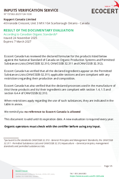 Capsanem - Organic Certificate