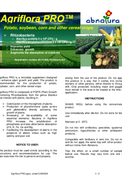 Agriflora PRO - Label