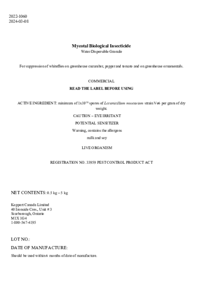 PMRA Label Mycotal