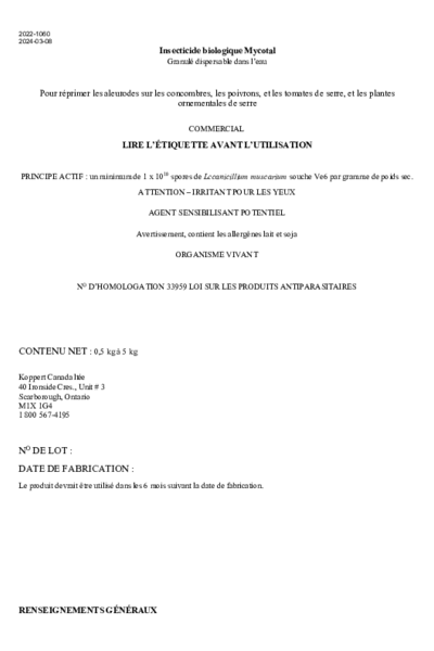 PMRA Label Mycotal