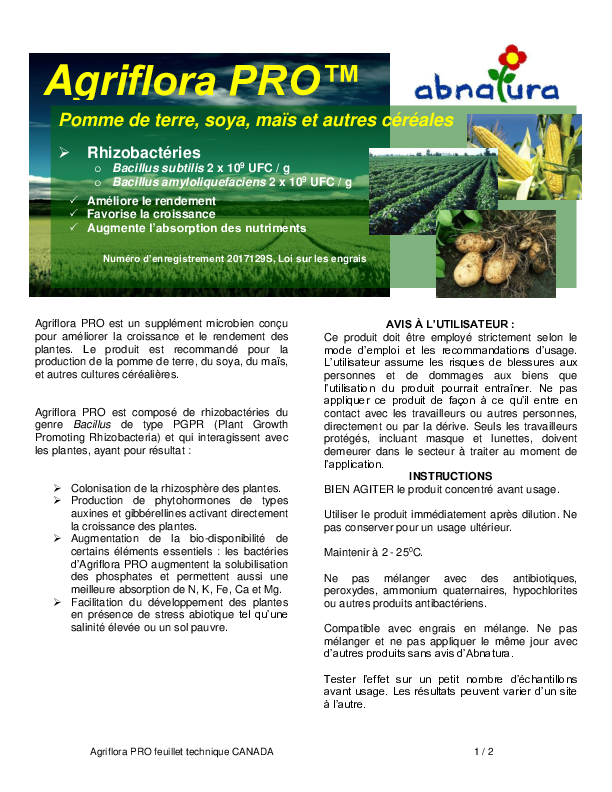 Agriflora PRO - Feullet technique