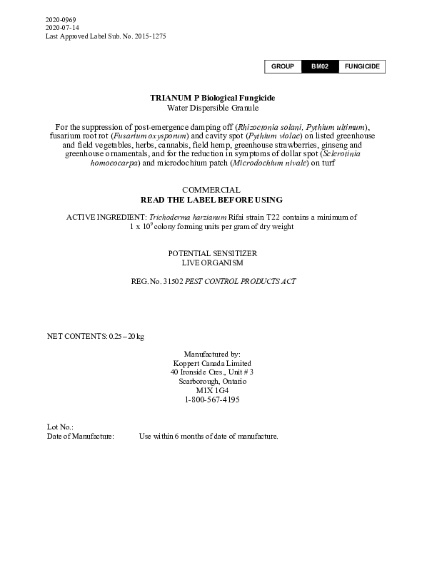 PMRA Label Trianum-P