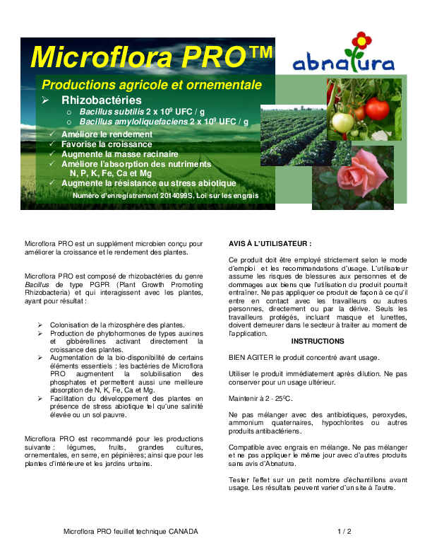 Microflora PRO - Feuillet technique