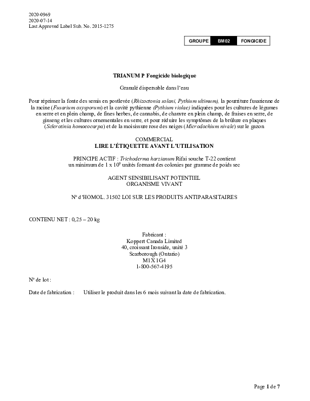 PMRA Label Trianum-P