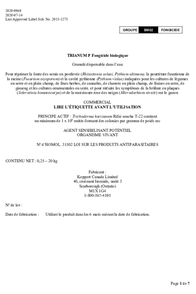 PMRA Label Trianum-P